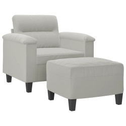 Fauteuil avec repose-pied Gris clair 60 cm Tissu microfibre 