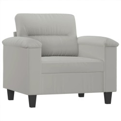 Fauteuil avec repose-pied Gris clair 60 cm Tissu microfibre 