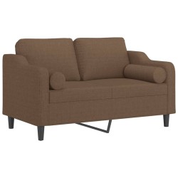 Canapé 2 places avec oreillers décoratifs marron 120 cm tissu 