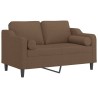 Canapé 2 places avec oreillers décoratifs marron 120 cm tissu 