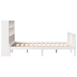 Lit bibliothèque sans matelas blanc 150x200 cm bois pin massif 