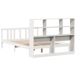 Lit bibliothèque sans matelas blanc 150x200 cm bois pin massif 