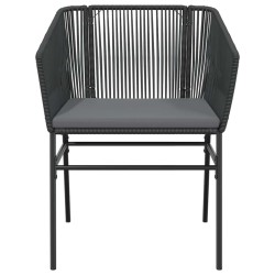 Ensemble à manger de jardin et coussins 3 pcs noir rotin verre 