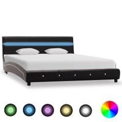 Cadre de lit avec LED sans matelas noir 140x200 cm similicuir 