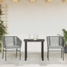Ensemble à manger jardin coussins 3 pcs gris poly rotin verre 