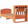 Lit bibliothèque sans matelas cire marron 90x190 cm pin massif 