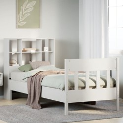 Cadre de lit sans matelas blanc 90x190 cm bois de pin massif 