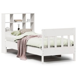 Cadre de lit sans matelas blanc 90x190 cm bois de pin massif 