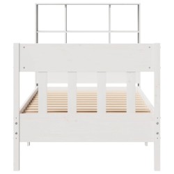 Cadre de lit sans matelas blanc 90x190 cm bois de pin massif 