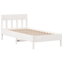 Cadre de lit sans matelas blanc 90x190 cm bois de pin massif 