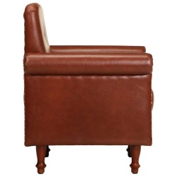 Chaise cabriolet marron cuir véritable 