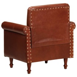 Chaise cabriolet marron cuir véritable 