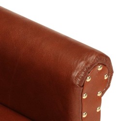 Chaise cabriolet marron cuir véritable 