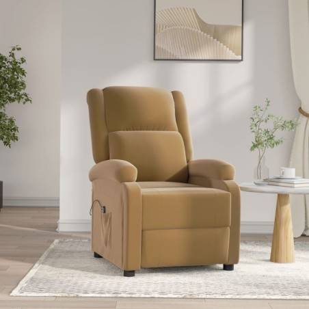 Fauteuil inclinable électrique Marron Velours 