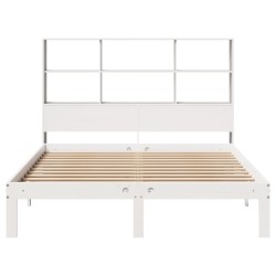 Lit bibliothèque sans matelas blanc 120x190 cm bois pin massif 