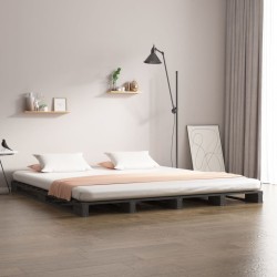 Lit de palette sans matelas gris 200x200 cm bois massif 