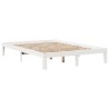 Lit bibliothèque sans matelas blanc 135x190 cm bois pin massif 