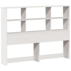 Lit bibliothèque sans matelas blanc 135x190 cm bois pin massif 