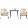 Ensemble à manger jardin coussins 3pcs marron poly rotin verre 