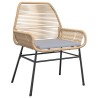 Ensemble à manger jardin coussins 3pcs marron poly rotin verre 