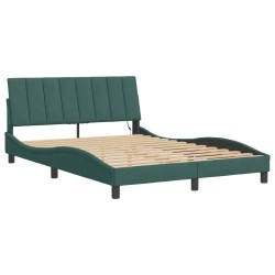 Cadre de lit avec lumières LED vert foncé 140x200 cm velours 