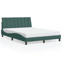 Cadre de lit avec lumières LED vert foncé 140x200 cm velours 