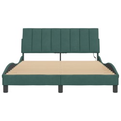 Cadre de lit avec lumières LED vert foncé 140x200 cm velours 