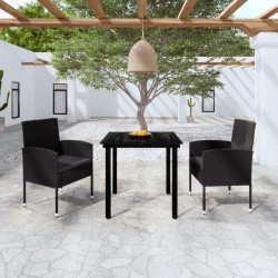 Ensemble à manger de jardin 3 pcs Noir 