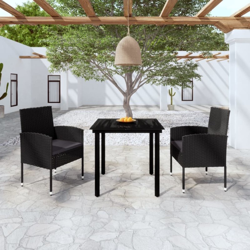 Ensemble à manger de jardin 3 pcs Noir 