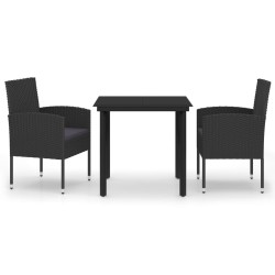 Ensemble à manger de jardin 3 pcs Noir 