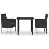 Ensemble à manger de jardin 3 pcs Noir 