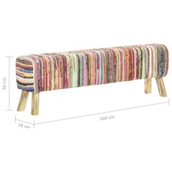 Banc 160 cm Multicolore Tissu chindi  