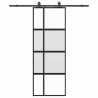 Porte coulissante kit quincaillerie noir 76x205 cm verre trempé 