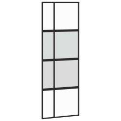 Porte coulissante kit quincaillerie noir 76x205 cm verre trempé 