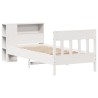 Lit bibliothèque sans matelas blanc 90x200cm bois de pin massif 