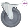 24 pcs Roulettes pivotantes à trou de boulon 125 mm 