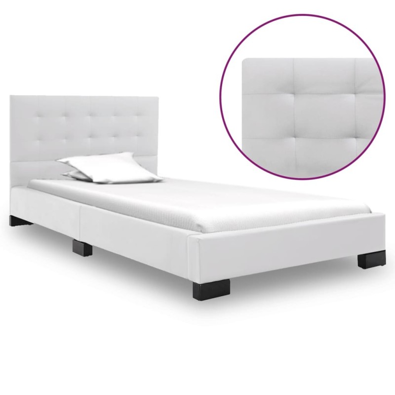 Cadre de lit Blanc Similicuir 120 x 200 cm Cadre de lit Blanc Similicuir 120 x 200 cm