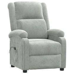 Fauteuil inclinable électrique gris clair velours 