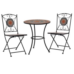 Ensemble de bistro 3 pcs mosaïque Carreau céramique Orange/Gris  