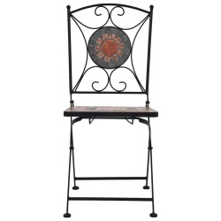 Ensemble de bistro 3 pcs mosaïque Carreau céramique Orange/Gris  