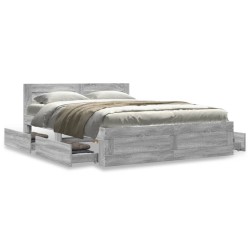 Cadre de lit et tête de lit sans matelas sonoma gris 140x190 cm 