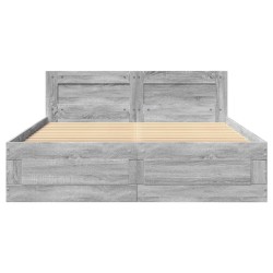 Cadre de lit et tête de lit sans matelas sonoma gris 140x190 cm 
