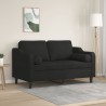 Canapé 2 places avec oreillers décoratifs noir 120 cm tissu 