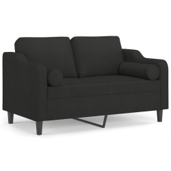 Canapé 2 places avec oreillers décoratifs noir 120 cm tissu 