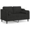 Canapé 2 places avec oreillers décoratifs noir 120 cm tissu 