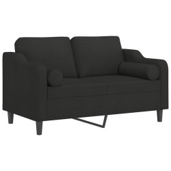 Canapé 2 places avec oreillers décoratifs noir 120 cm tissu 