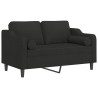 Canapé 2 places avec oreillers décoratifs noir 120 cm tissu 