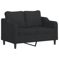 Canapé 2 places avec oreillers décoratifs noir 120 cm tissu 