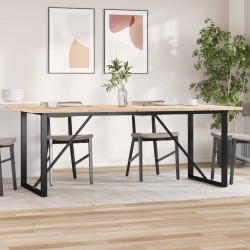 Table à manger cadre en O 200x100x75,5 cm bois pin massif acier 