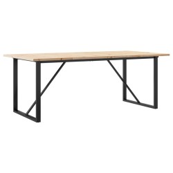 Table à manger cadre en O 200x100x75,5 cm bois pin massif acier 